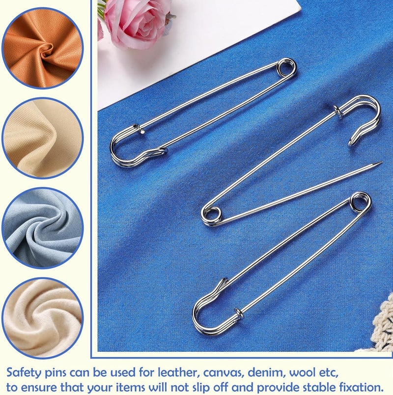 Ftyiwu Large Safety Pins, 30 Pack Heavy Duty Safety Pins 3 Inch, Stainless Steel Safety Pin for Clothes, Blankets, Laundry, Leather Canvas, DIY Crafts (Gun Black, Silver, Bronze) - Image 4